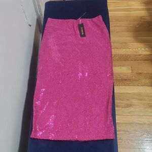 Renee C. Vibrant Pink Sequin Pencil Skirt